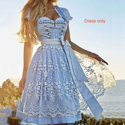 Halloween Long Short-sleeved Printed Lace-up Dress
