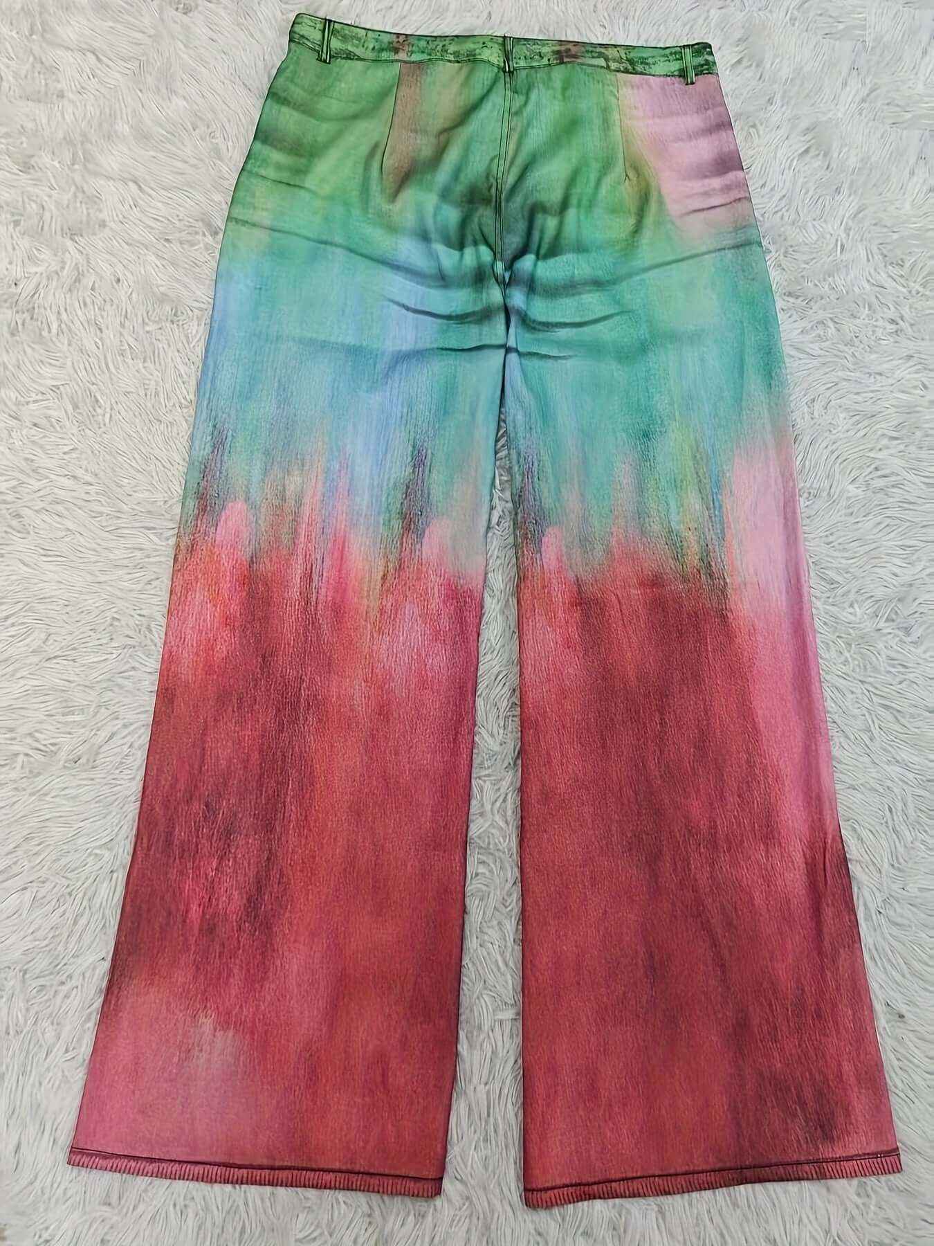 Self-pick-up Plus Size Women'S Casual Faux Denim Printed Loose Trousers Only Self-pickup Is Supported