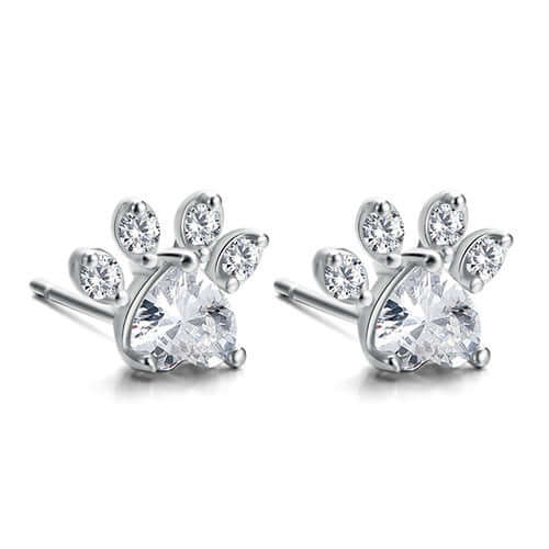 New Cat Bear Dog Paw Ring for Women Jewelry Sets featuring elegant stud earrings with CZ stones.