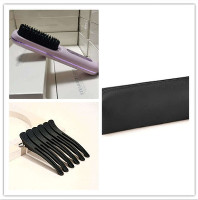 2 In 1 Straight Hair Comb Wireless Hair Straightener Brush Hair Fast Heating Portable Hot Curler USB Charging in a stylish product display.