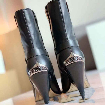 Boots Women - New High Heel Low Tube Pointed Toe