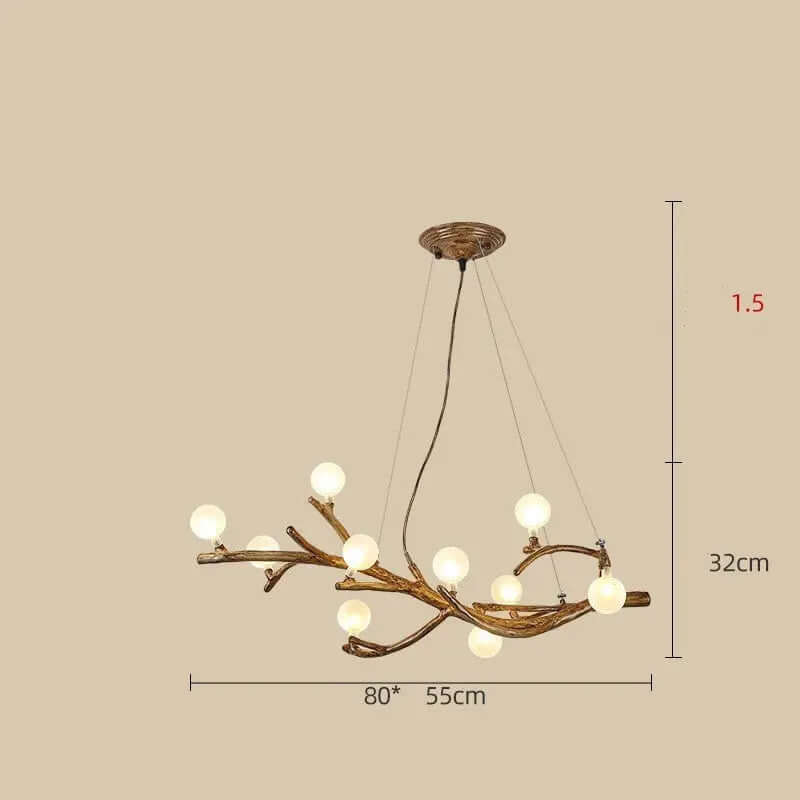 Restaurant Chandelier Decorative Tree Branch Lights Zen Japanese Wabi-sabi Wind Lamps with adjustable height and modern design.