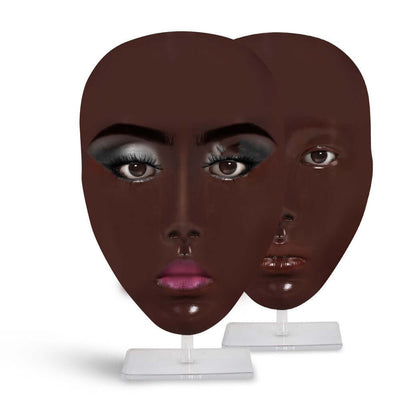 Cosmetics Suit Makeup Full Set displayed on realistic makeup face stand models with diverse makeup styles.