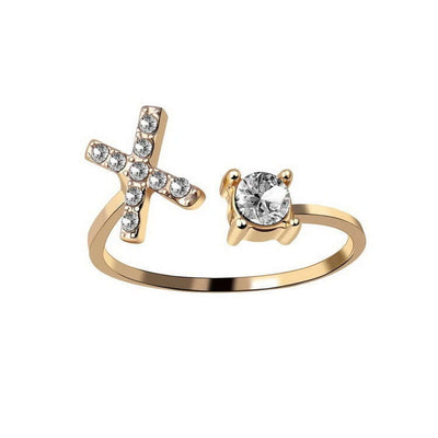 New Design Adjustable 26 Initial Letter Ring Fashion Jewelry For Women Simple Elegant Jewelry with Zircon accents.