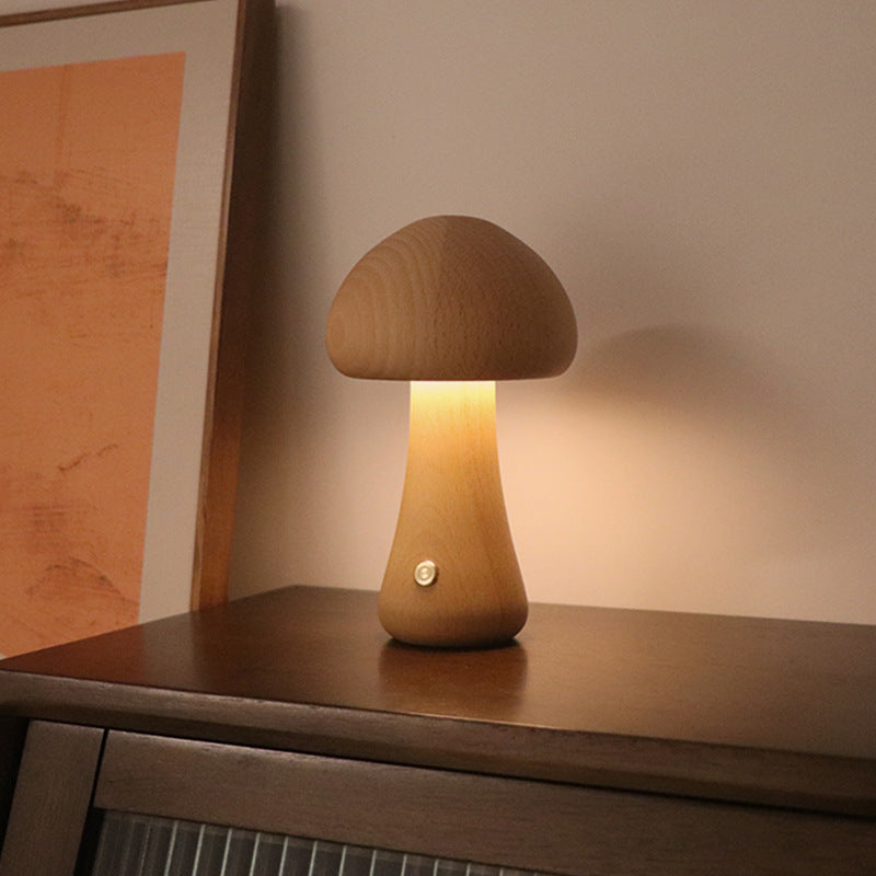 INS Wooden Cute Mushroom LED Night Light With Touch Switch  Bedside Table Lamp For Bedroom Childrens Room Sleeping Night Lamps Home Decor - Nexa Home