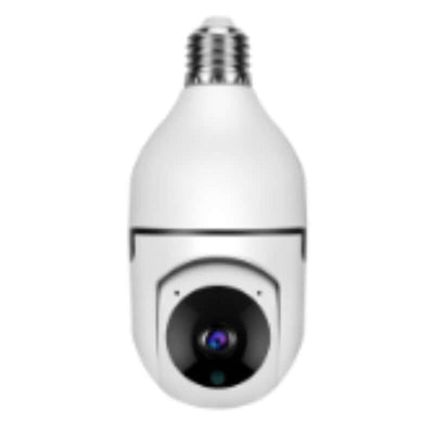 WiFi CAMERA 1080P Bulb 4X Zoom Camera E27 Home 5GWiFi Alarm Monitor with integrated design and lens.