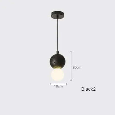 Nordic Ins Modern Cement Terrazzo Small Chandelier Restaurant Bar with black finish and glass lamp.