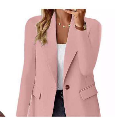 Women's Casual Suit Jacket Fashion Commuter Casual Suit in stylish pink color, perfect for modern commuting.