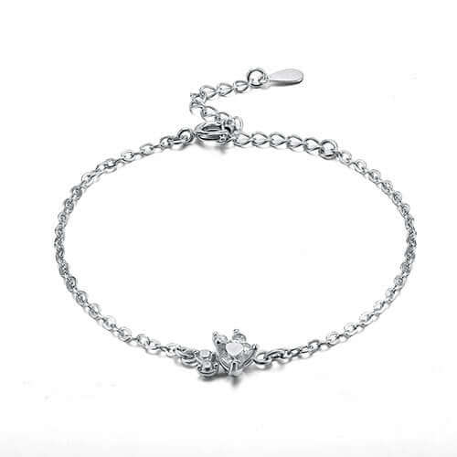 New Cat Bear Dog Paw Ring for Women Jewelry Sets silver bracelet with heart charm and chain design.