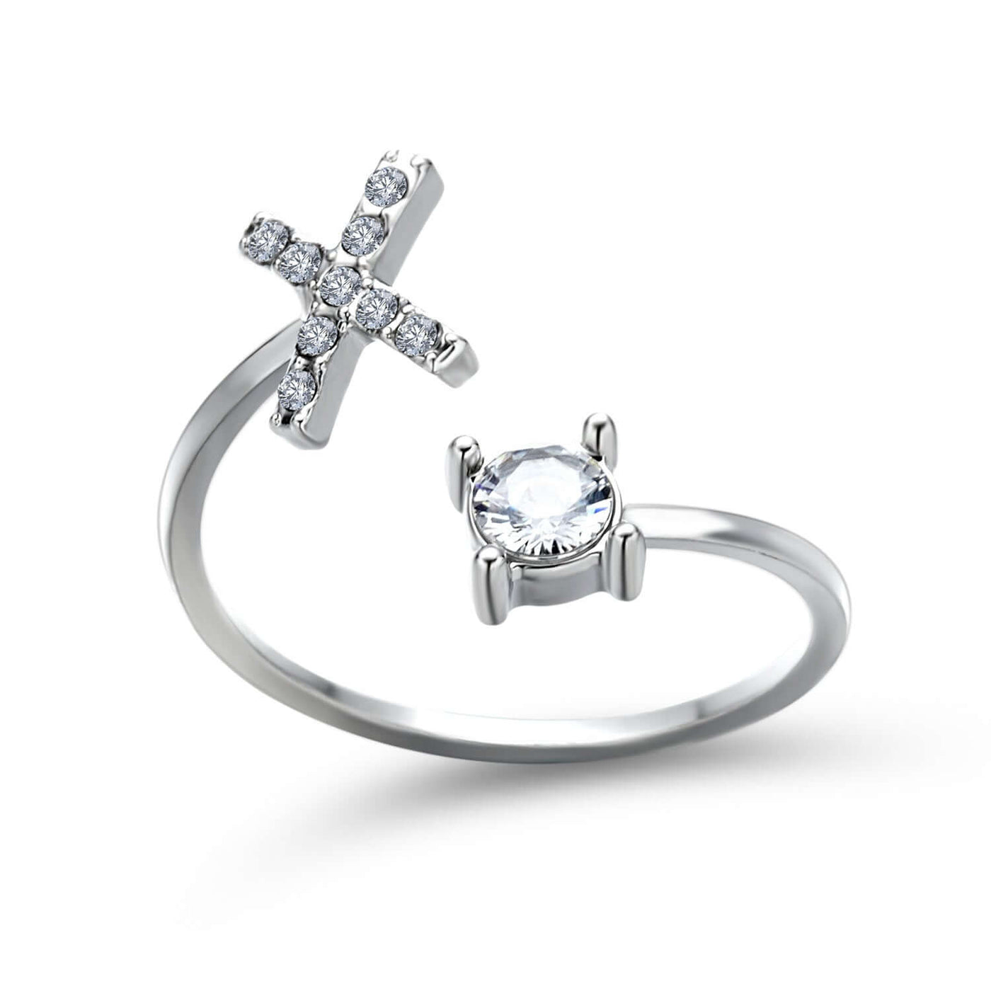 New Design Adjustable 26 Initial Letter Ring Fashion Jewelry For Women Simple Elegant Jewelry featuring cross and stone.