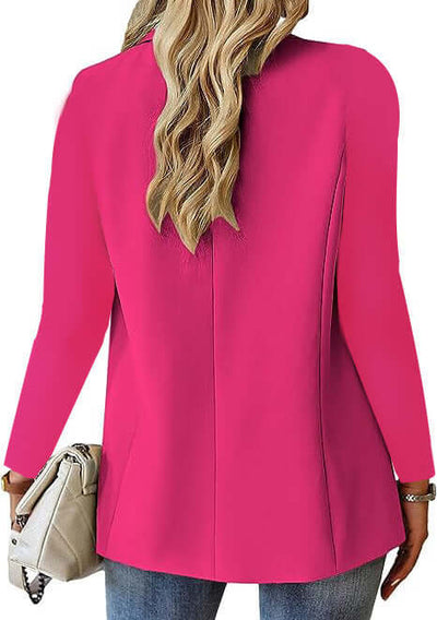Back view of Women's Casual Suit Jacket Fashion Commuter Casual Suit in vibrant pink, showcasing stylish design and comfort.